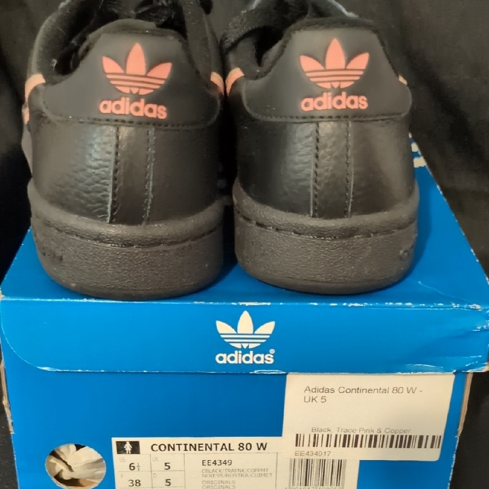 Adidas Kids Continental 80 Shoes - Black and Pink